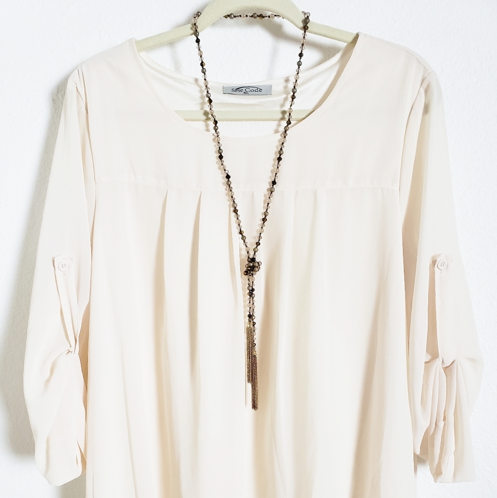 Sese Code Ivory Boho Silky Blouse